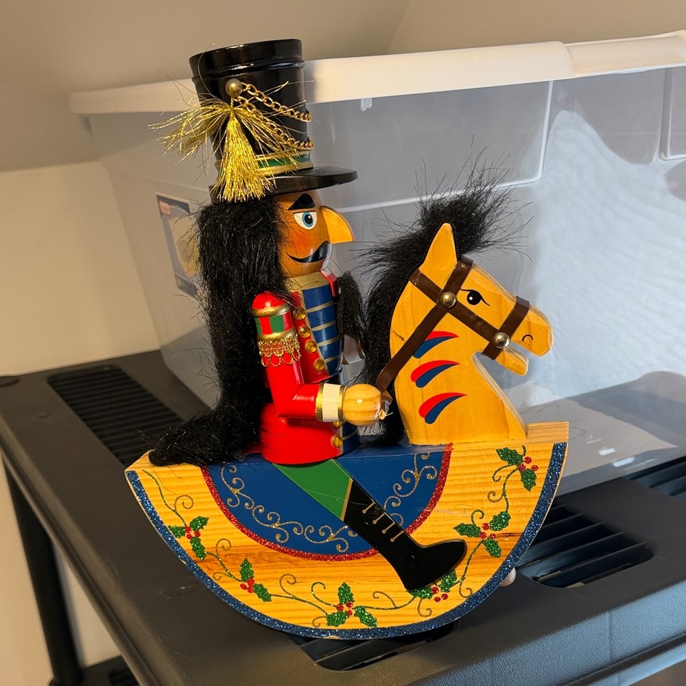 Colorful Nutcracker Rocking Horse Figurine